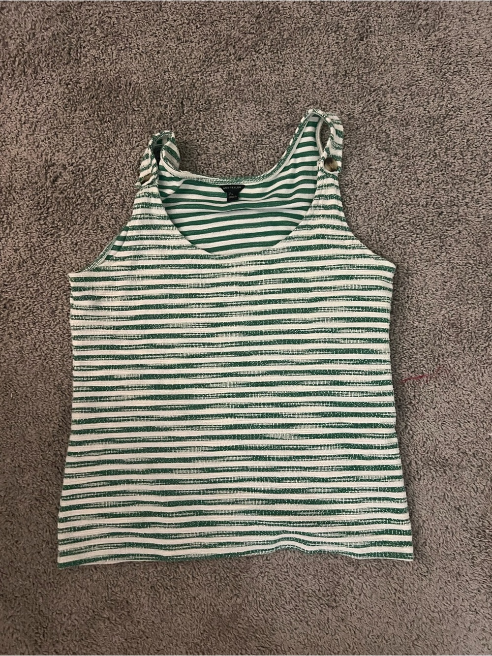 Ann Taylor Green & White Striped Muscle Tank Top – Women’s Size Large